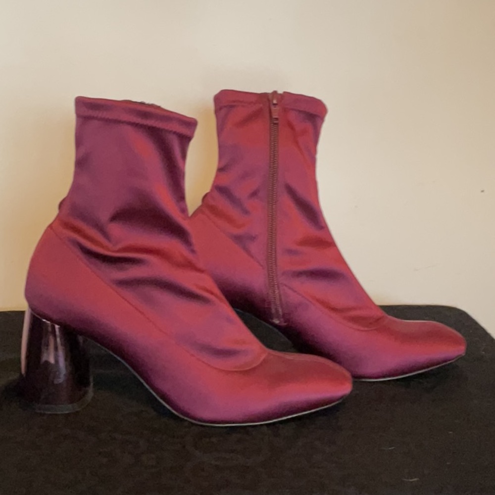 Free People satin plum booties. 38